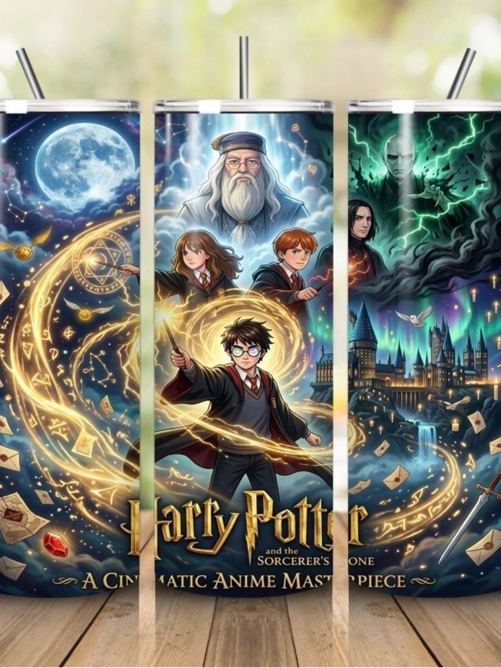 Harry Potter Anime Art Wall Decor - Blue & Gold tumbler
